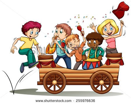 stock-vector-bandwagon-with-kids-on-a-white-background-255976636